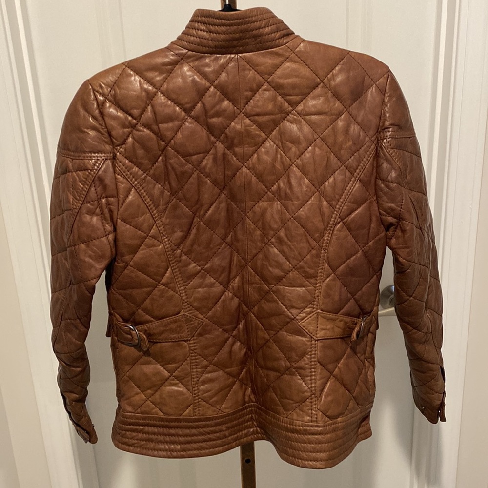 Eddie Bauer Brown Quilted Leather Jacket - Picture 5 of 17